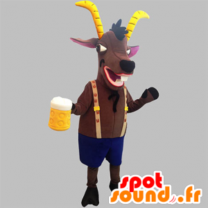 Brun ibex maskot med gule horn - Spotsound maskot kostume