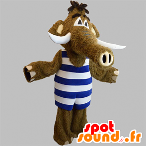 Marrone mascotte mammut con un vestito a strisce - MASFR031912 - Mascotte animale mancante