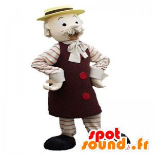 Maskot mustachioed gammel mann med en gul lue - MASFR031913 - Man Maskoter