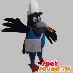 Magpie mascot, raven, black bird delivery man held - MASFR031915 - Mascot of birds