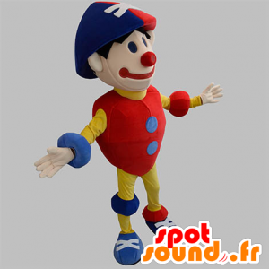 Mascotte pagliaccio, pupazzo colorato, rosso, blu e giallo - MASFR031917 - Circo mascotte