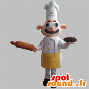 Chef mascotte met een schort en een koksmuts - MASFR031918 - Human Mascottes