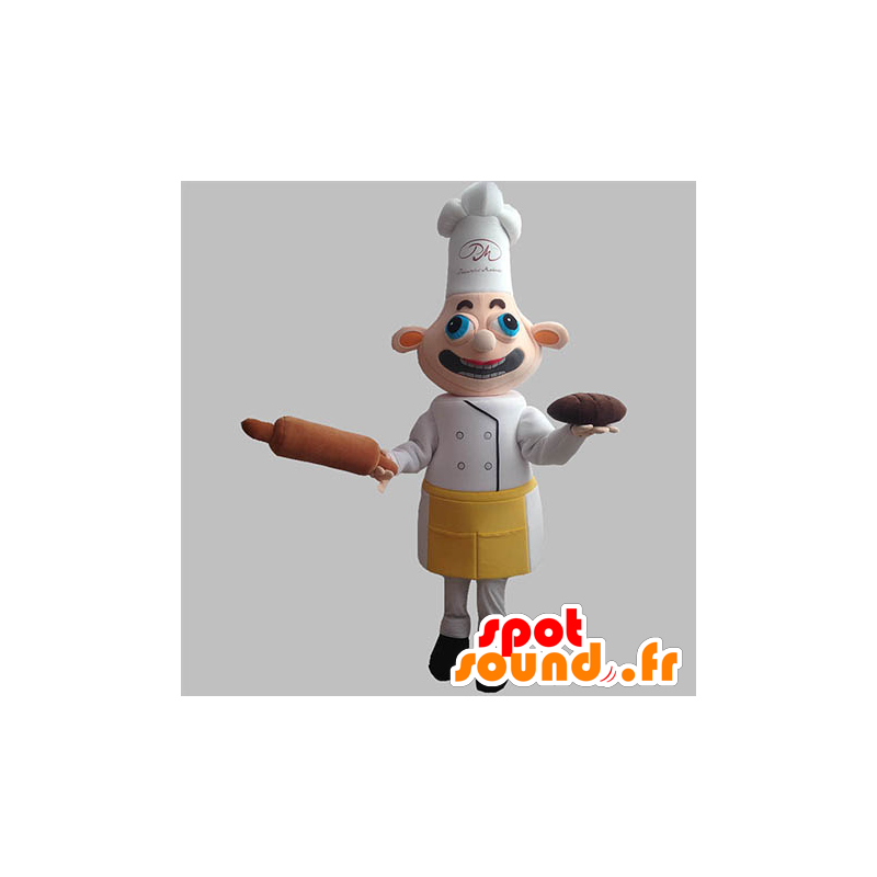 Chef mascotte met een schort en een koksmuts - MASFR031918 - Human Mascottes