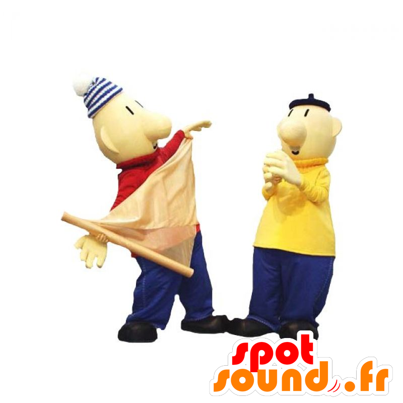 2 homens mascotes, marinheiros com roupas coloridas - MASFR031923 - Mascotes homem