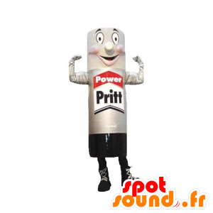 Giant tube lijm mascotte, grijs en zwart - MASFR031927 - mascottes objecten