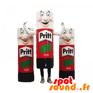 3 mascots of giant tubes of glue, red, black and white - MASFR031928 - Mascots of objects