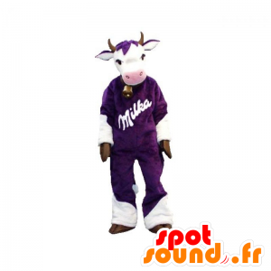 Lila och vit ko maskot. Milka maskot - Spotsound maskot