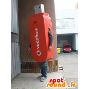 Mascotte de clé USB rouge, géante. Mascotte multimédia - MASFR031932 - Mascottes d'objets