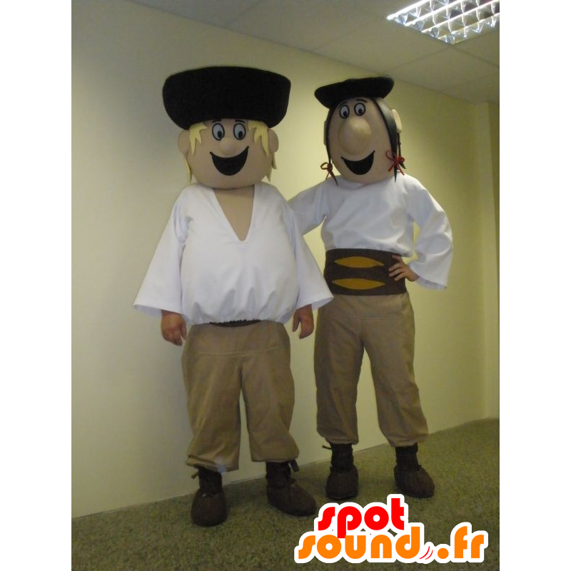 2 mascotes homens, Eslovaca, no vestido tradicional - MASFR031933 - Mascotes homem