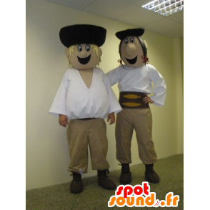 2 mascottes mannen, Slowaaks, in traditionele kleding - MASFR031933 - man Mascottes