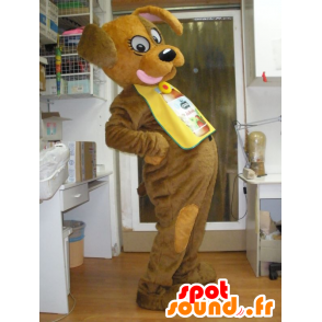Brown dog mascot, sticking his tongue - MASFR031942 - Dog mascots