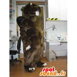 Maskotka brązowy i czarny bóbr, gigant - MASFR031945 - Beaver Mascot