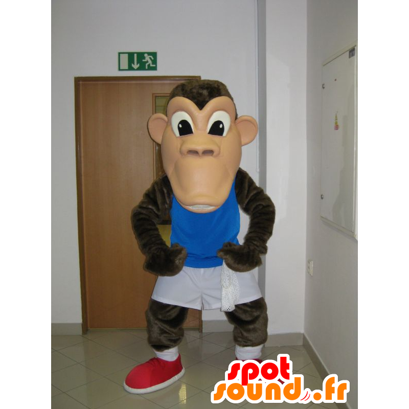 Mascote macaco, chimpanzé castanho no desporto em macaco Mascotes Mudança  de cor Sem mudança Cortar L (180-190 Cm) Esboço antes da fabricação (2D)  Não Com as roupas? (se presente na foto) Não