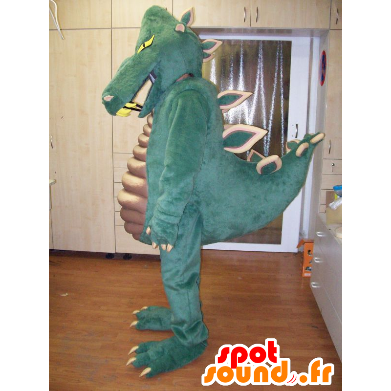 Grøn dinosaur maskot, meget imponerende og vellykket -
