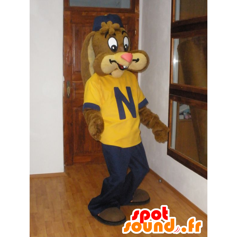 Mascot of the famous rabbit Nesquick. brown rabbit mascot - MASFR031953 - Rabbit mascot Mascot of the famous rabbit Nesquick. brown rabbit mascot - MASFR031953 - Rabbit mascot