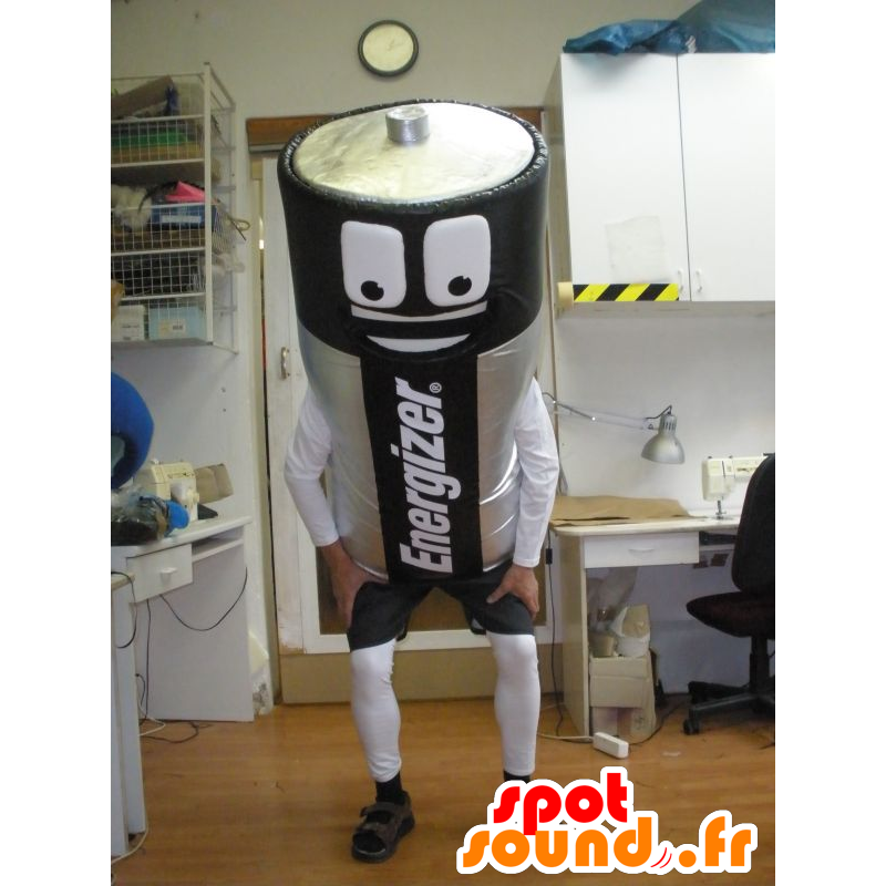 Energizer Battery mascot, black and gray, giant - MASFR031958 - Mascots of objects