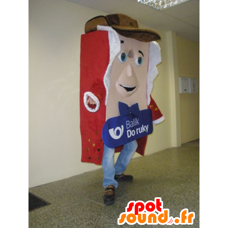 Giant pakketten mascotte gekleed in rood en wit - MASFR031959 - mascottes objecten