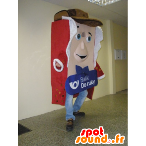 Giant pakketten mascotte gekleed in rood en wit - MASFR031959 - mascottes objecten