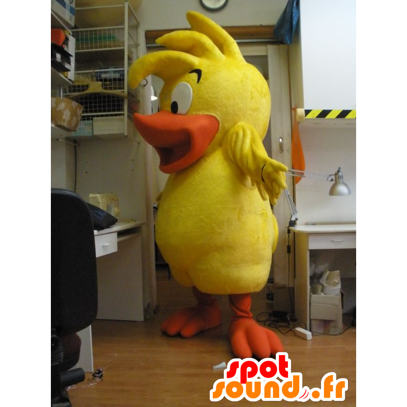 Maskottunga, anka, gul och orange babyfågel - Spotsound maskot