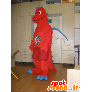 Drachen-Maskottchen rot, weiß und blau, Riese - MASFR031963 - Dragon-Maskottchen