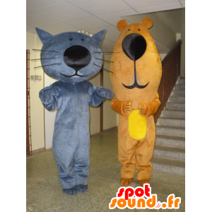 2 mascotas, un gato azul y un oso pardo - MASFR031967 - Oso mascota