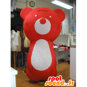 Grande mascotte rosso e bianco di peluche - MASFR031971 - Mascotte orso