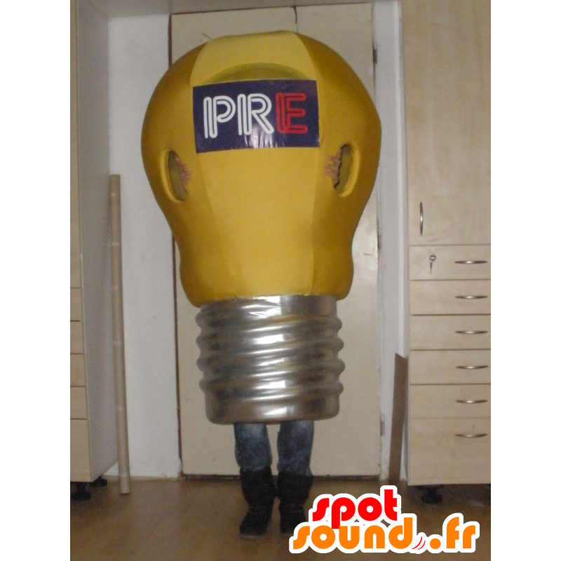 Mascot jättiläinen lamppu, keltainen ja harmaa - MASFR031972 - Mascottes Ampoule