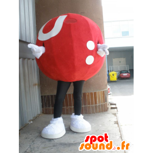 Mascot bola gigante, rojo y blanco - MASFR031973 - Mascotas de objetos