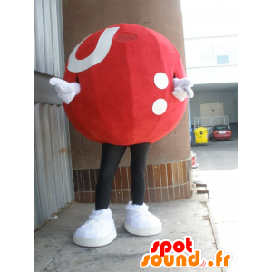 Mascotte palla gigante, rosso e bianco - MASFR031973 - Mascotte di oggetti