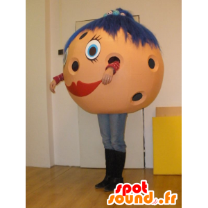 Bowling ball mascot with blue hair - MASFR031978 - Mascots of objects