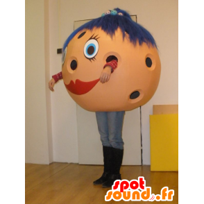 Bowling Ball Mascot met blauw haar - MASFR031978 - mascottes objecten