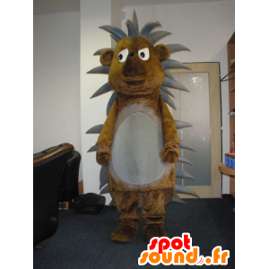 Mascot bruin en grijs egel, leuk en grappig - MASFR031979 - mascottes Hedgehog