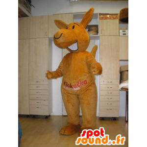 Arancione canguro mascotte, gigante e sorridente - MASFR031980 - Mascotte di canguro