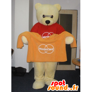 Geel teddy mascotte, heel lief en schattig - MASFR031983 - Bear Mascot
