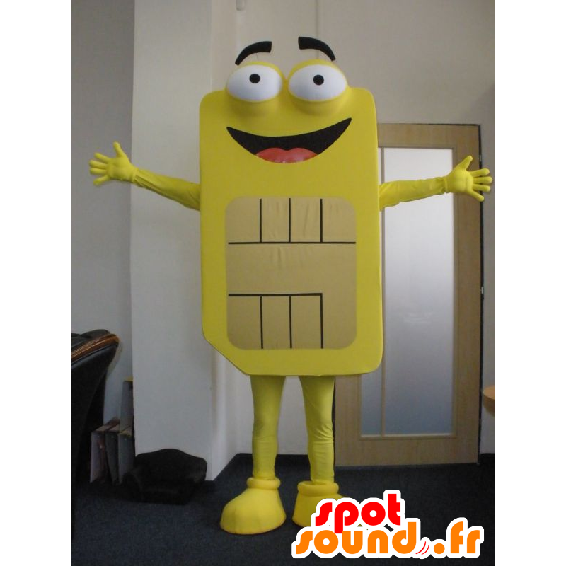 Sim card mascot yellow giant. phone mascot - MASFR031989 - Mascottes de téléphone