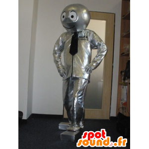 Snemand maskot, sølvrobot - Spotsound maskot kostume