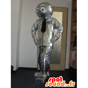 Snögubbe maskot, silverrobot - Spotsound maskot