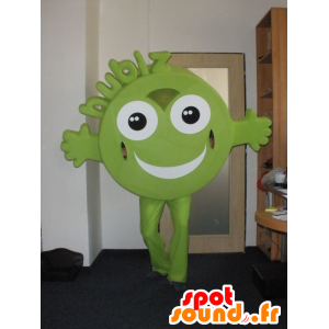 Mascot Hubiz, caráter verde, redondo e sorrindo - MASFR031994 - Celebridades Mascotes
