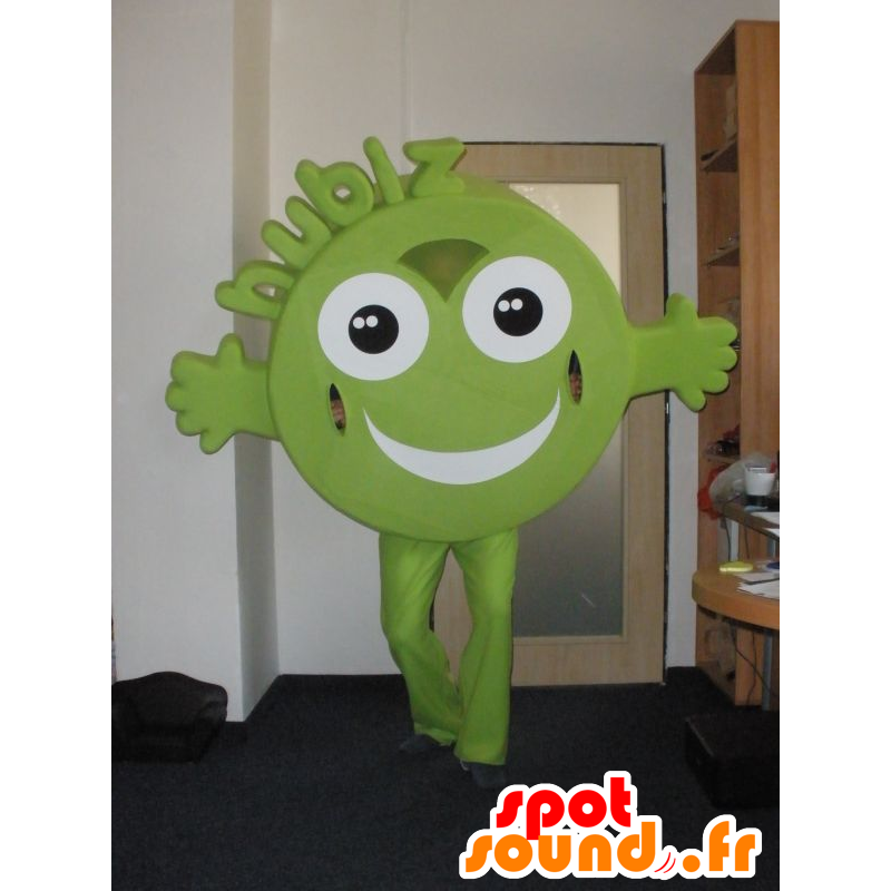 Hubiz mascotte, carattere verde, tondo e sorridente - MASFR031994 - Famosi personaggi mascotte