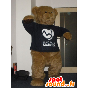 Brown teddy mascot, soft and hairy - MASFR031995 - Bear mascot