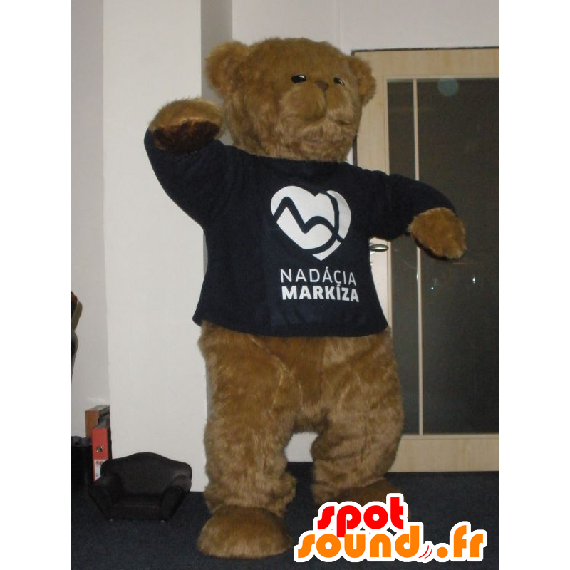 Brown teddy mascot, soft and hairy - MASFR031995 - Bear mascot