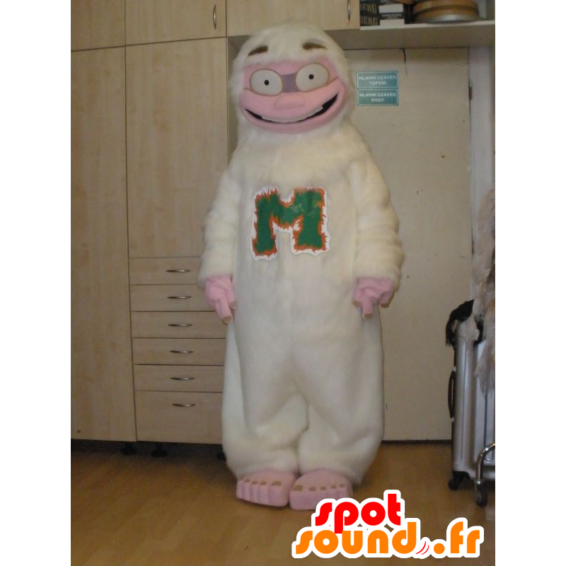 Mascotte Yeti bianco e rosa, divertimento - MASFR031996 - Mascotte animale mancante