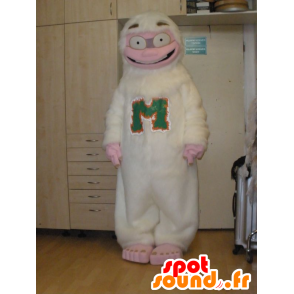 Mascot yeti hvit og rosa, moro - MASFR031996 - utdødde dyr Maskoter