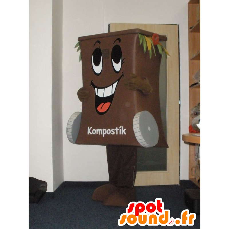 Bin mascotte, bruin dumpster - MASFR031998 - mascottes objecten