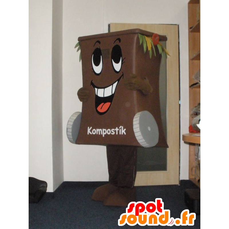 Papirkurv maskot, brun dumpster - Spotsound maskot kostume
