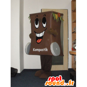 Bin mascotte, bruin dumpster - MASFR031998 - mascottes objecten