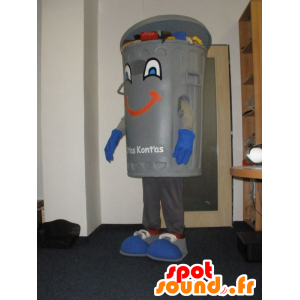 Mascot gigante lixo cinza. dumpster Mascot - MASFR031999 - objetos mascotes