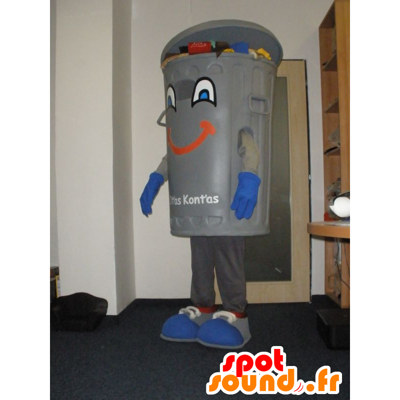 Mascot giant gray trash. dumpster mascot - MASFR031999 - Mascots of objects