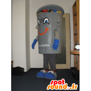 Mascot gigante lixo cinza. dumpster Mascot - MASFR031999 - objetos mascotes