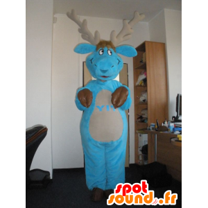 Moose mascot, blue and brown caribou - MASFR032001 - Animals of the forest